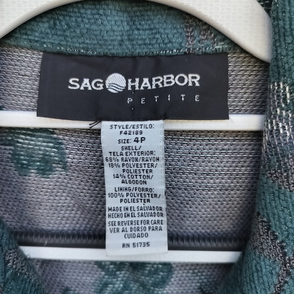 Sag Harbor 90s Boho Bohemian Tapestry Fabric Teal Jacket Floral - Picture 3 of 6